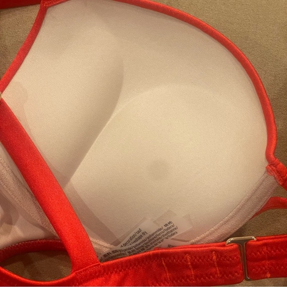 Victoria’s Secret Bling Rhinestone Logo Straps Push Up Bikini Top Red Sz 34B NWT - Picture 6 of 11